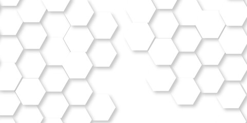 Naklejka premium Abstract hexagonal futuristic geometric backdrop White background and embossed hexagon , honeycomb white hexagon concept design abstract technology background vector background, or wallpaper.