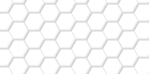 Abstract hexagonal futuristic geometric backdrop White background and embossed hexagon , honeycomb white hexagon concept design abstract technology background vector background, or wallpaper.