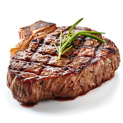 Grilled steak, seasoned and ready to eat.
