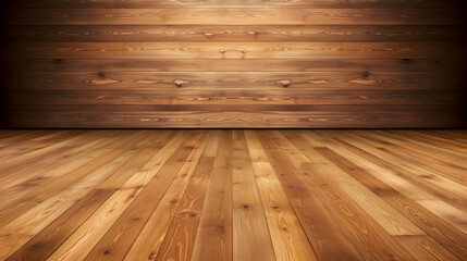 Empty room with wooden walls and floor.
