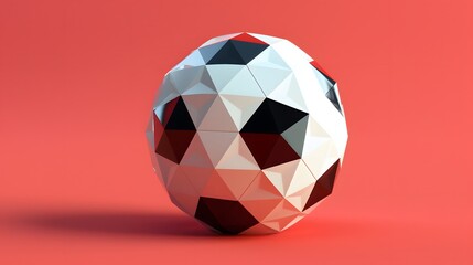 Fototapeta premium low poly soccer ball on red background