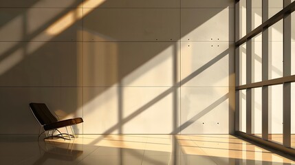 Obraz premium Abstract architecture shadow and lights in office room on white wall from window. 