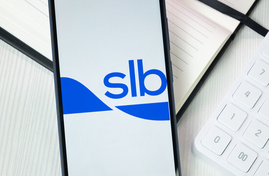 New York, USA - 30 June 2024: Schlumberger slb Logo on Phone Screen, Company Icon