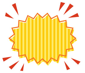 ストライプのギザギザ爆弾吹き出し/版ずれ・黄色