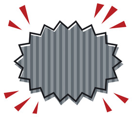 ストライプのギザギザ爆弾吹き出し/版ずれ・グレー