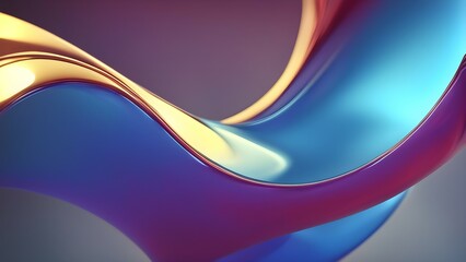 Gradient fluid shapes with a smooth glossy texture in blue, purple, and gold