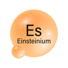 Einsteinium element icon. Glossy orange sphere. Chemical symbol Es. Vector illustration.