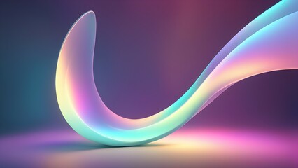 Elegant iridescent 3D shape on a purple background