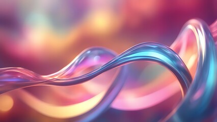 Naklejka premium Pink and blue gradient abstract waves on a blurred background