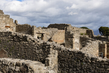 Ruins of houses in the ancient city of Pompeii.