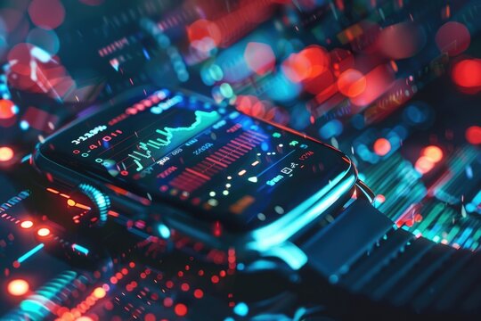 This modern digital watch has neon elements, futuristic design, advanced technology, for a sleek, sophisticated look AIG62