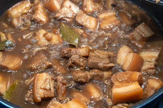 Philippine Top Dish which is the Pork Adobo. This is a bisaya sweet version which is the Pork Humba with Tausi beans and Banana Blossom