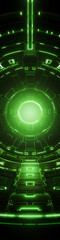 Abstract futuristic green glowing neon lines, technology, cyberpunk, digital, science fiction, futuristic. 
