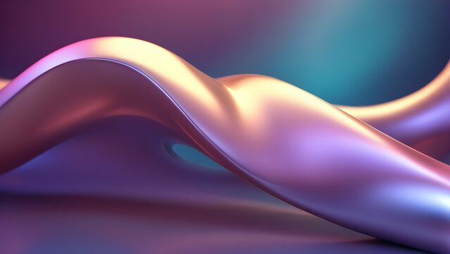 Pink and blue gradient abstract 3D shape with a glossy metallic surface finish