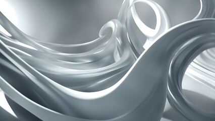 Soft, fluid, white waves of light and shadow in abstract 3D rendering.