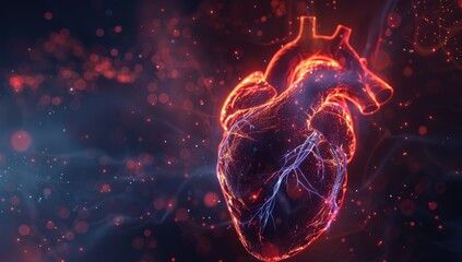 Glowing Human Heart with Bokeh Background