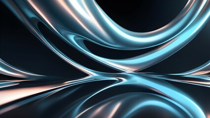 Fototapeta premium Futuristic metal curves and reflections in blue and silver