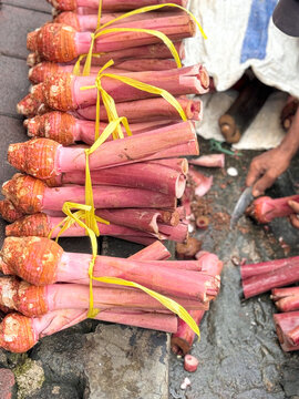 taro, sold on the side of road, talas bogor