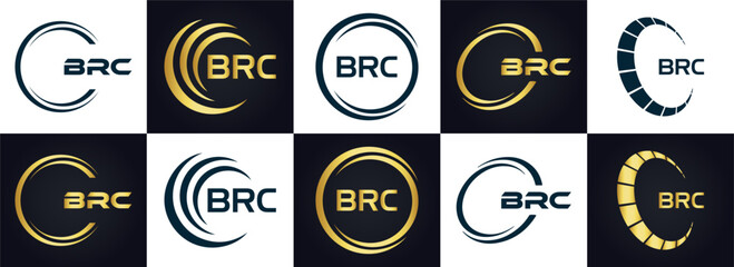 BRC logo. B R C design. White BRC letter. BRC, B R C letter logo design. B R C letter logo design in GOLD, GOLDEN LOGO, THREE, style. letter logo set in one artboard. B R C letter logo vector design.