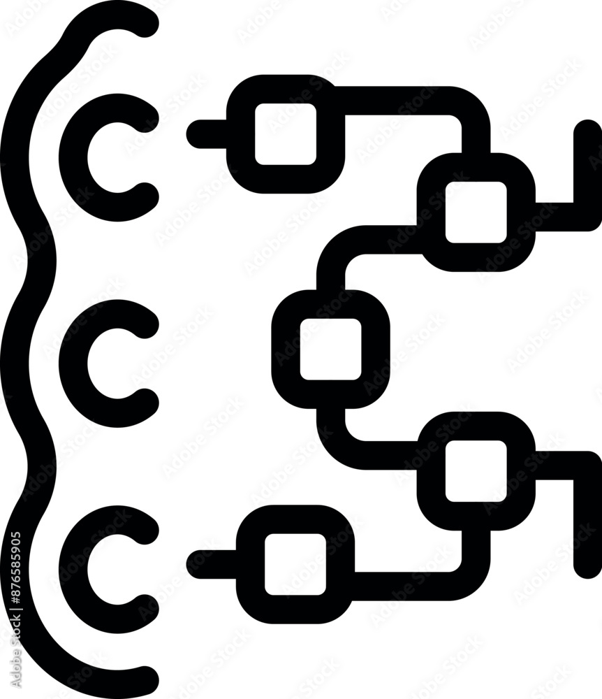 Poster simple icon representing data integration, showing multiple sources being connected
