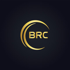 BRC logo. B R C design. White BRC letter. BRC, B R C letter logo design. B R C letter logo design in GOLD, GOLDEN LOGO, THREE, style. letter logo set in one artboard. B R C letter logo vector design.