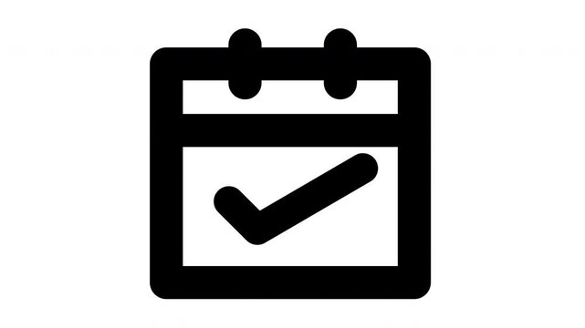 Animated Calendar Icon in Line Style with Alpha Channel. Perfect for Project and Presentations