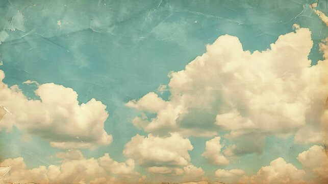 Sky and clouds on aged paper background