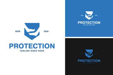 Podiatry protection foot and shield logo design vector illustration template idea
