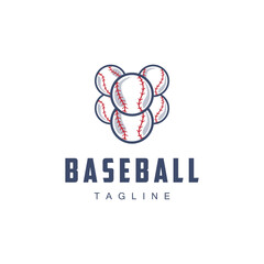 Modern vector baseball logo baseball softball sport simple bat and ball template illustration