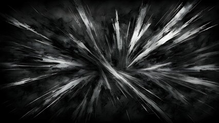 Abstract black and white painting with a vortex of swirling brushstrokes