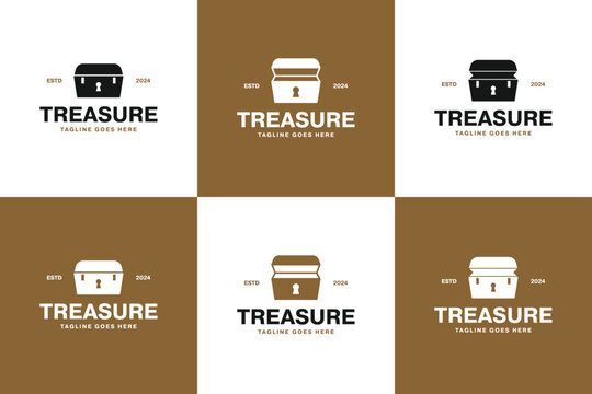 Treasure chest logo design vector illustration template idea