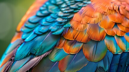 Fototapeta premium The iridescent feathers of a peacock captivate with intricate patterns and vibrant hues, showcasing nature's artistry.