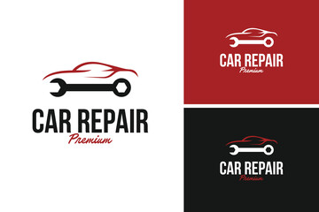 Car repair logo design vector illustration template idea