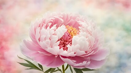 Peony flower in full bloom with soft pastel background