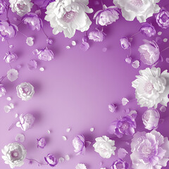 The Elegant Purple Peonies Flower Arrangement with Perfect Copy Space for Heartfelt Mother's Day Messages. Ideal for use in greeting cards, social media posts, advertisements, and event invitations.