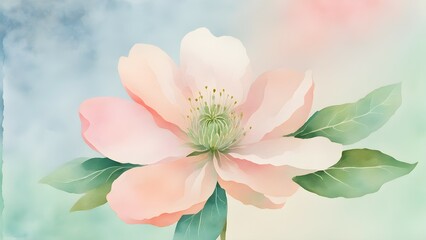 Fototapeta premium Delicate and Dreamy Watercolor Floral Illustration of a Pink Flower in Full Bloom