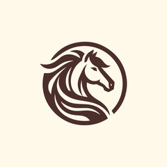 Elegant horse logo circle icon, combining grace and strength. Perfect for equestrian businesses, sports teams, and more. Vector design ensures scalability and versatility.
