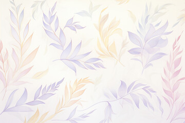 A colorful background with many leaves of different colors. Watercolor painting style.