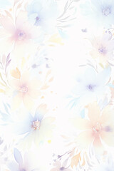 A white background with a flowery pattern. Watercolor painting style.