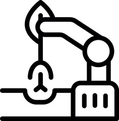 Robotic arm is carefully planting a seedling in the ground, symbolizing innovation in agriculture