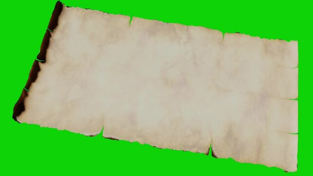 Old vintage horizontal curled brown color letter. Paper scroll or parchment opening and closing animation. opening ancient scrolls.