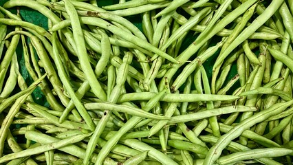 Fresh green beans at the traditional market