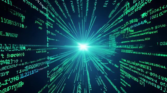 Abstract Digital Data Streams with Light Burst Effect