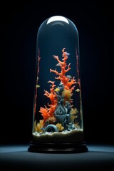 sea in the glass, fish, corals, minimalistic
