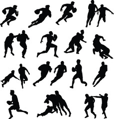 A set of silhouettes of rugby players