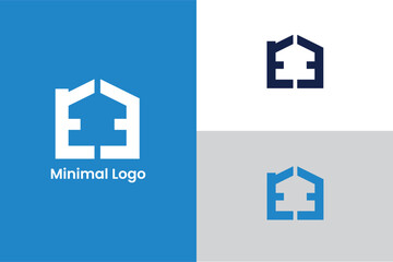 initial letter EE home icon modern construction and real estate business iconic logo