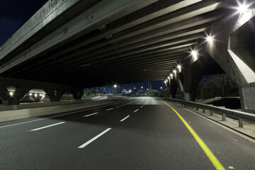 traffic on highway at night