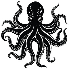 Octopus Silhouette vector illustration black and white