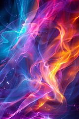 Fototapeta premium Illuminated Futuristic Energy - Vibrant Abstract Background with Ultraviolet Glowing Shapes and Neon Lines