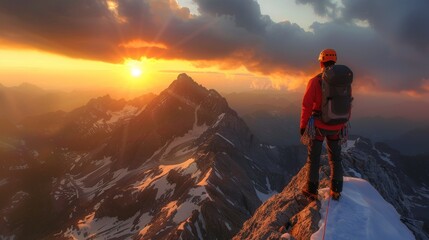 Climber on a summit freedom